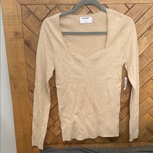 Old Navy Beige Ribbed Long Sleeve Top